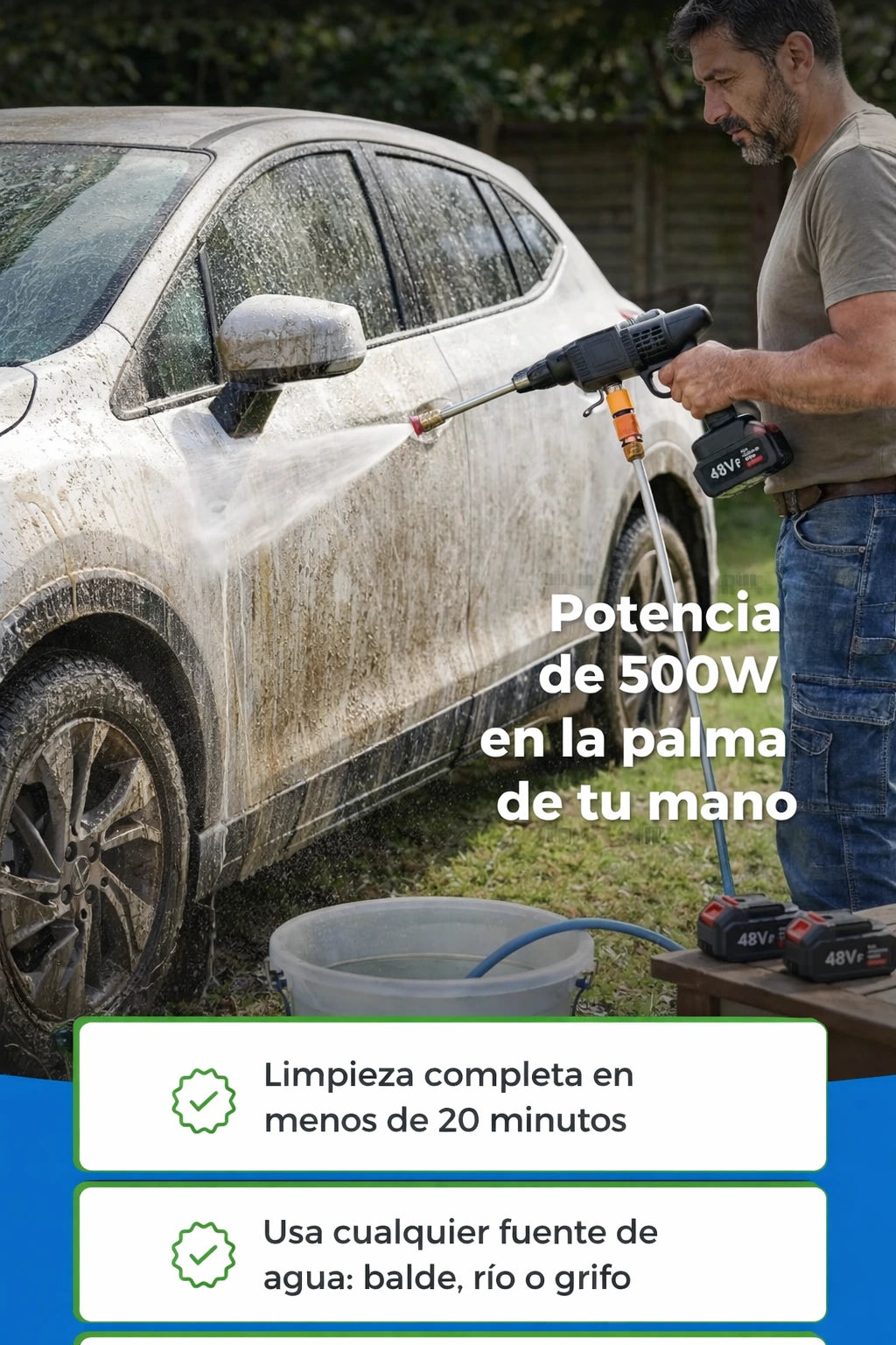 HIDROLAVADORA PORTÁTIL A PRESIÓN + 2 BATERIAS REGALO🎁