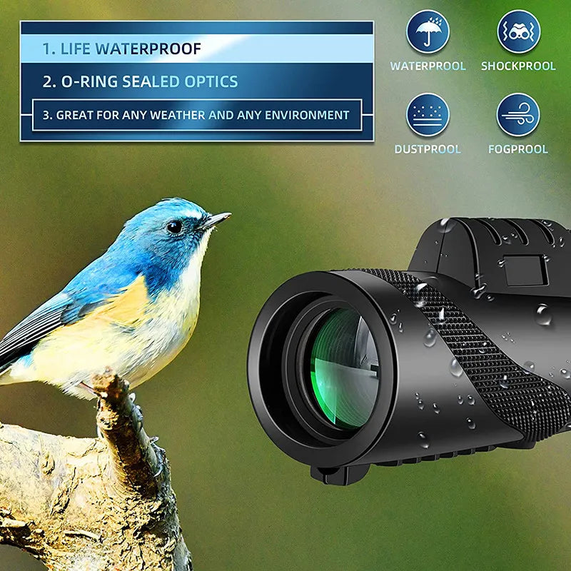 Telescopio Monocular 4K Zoom 40X adaptable a cualquier teléfono