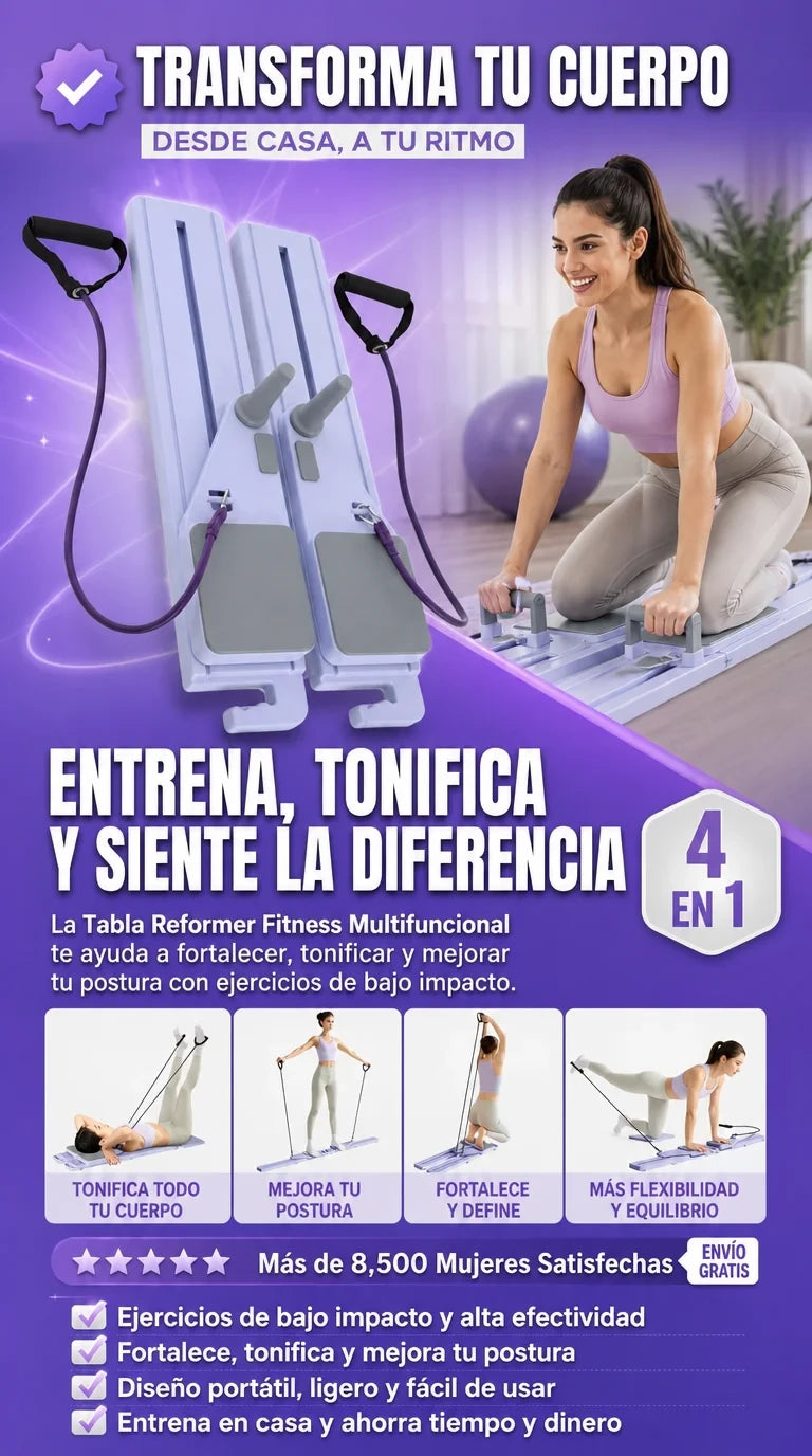 TABLA DE PILATES PROFESIONAL 4 EN 1 EN CASA + GUÍA VIRTUAL DE EJERCICIOS🎁