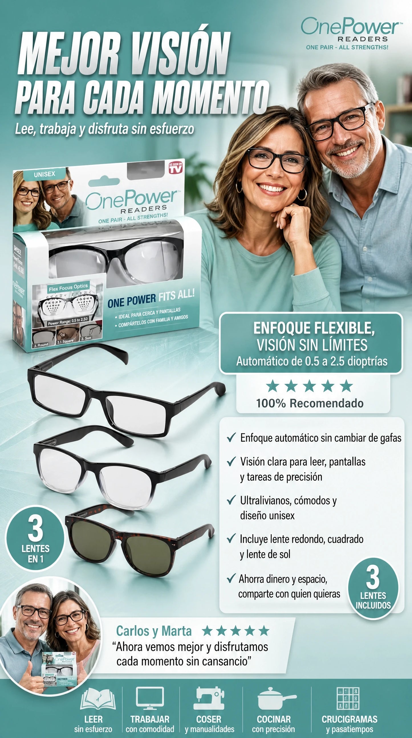 Lentes OnePowder PAGA 1 LLEVA 3