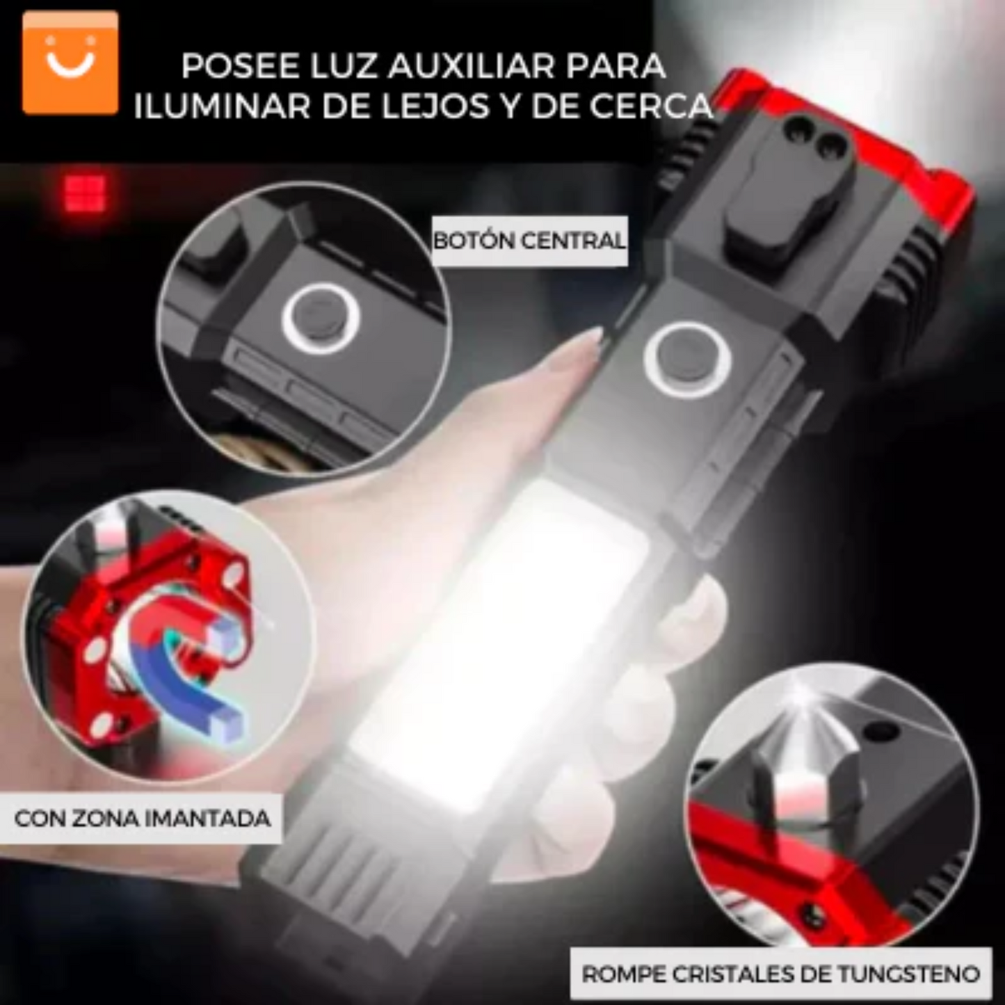Linterna Multifuncional 4 en 1 Recargable