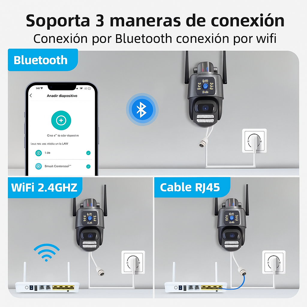 Cámara de Vigilancia Exterior Doble Lente – Seguridad Total con Tecnología Inteligente 🔐