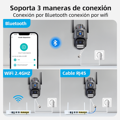 Cámara de Vigilancia Exterior Doble Lente – Seguridad Total con Tecnología Inteligente 🔐