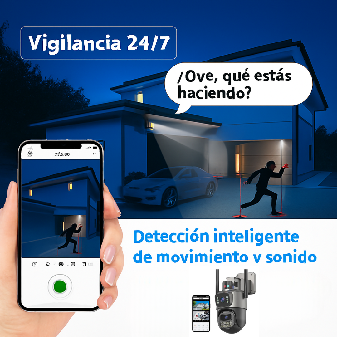 Cámara de Vigilancia Exterior Doble Lente – Seguridad Total con Tecnología Inteligente 🔐