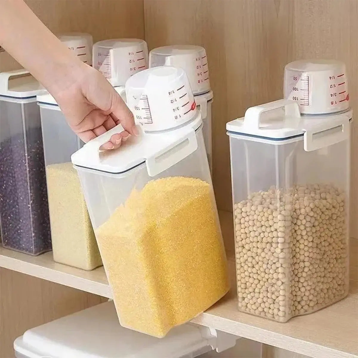Promo 2X1 Contenedor Organizador Hermetico Con Tapa Medidora