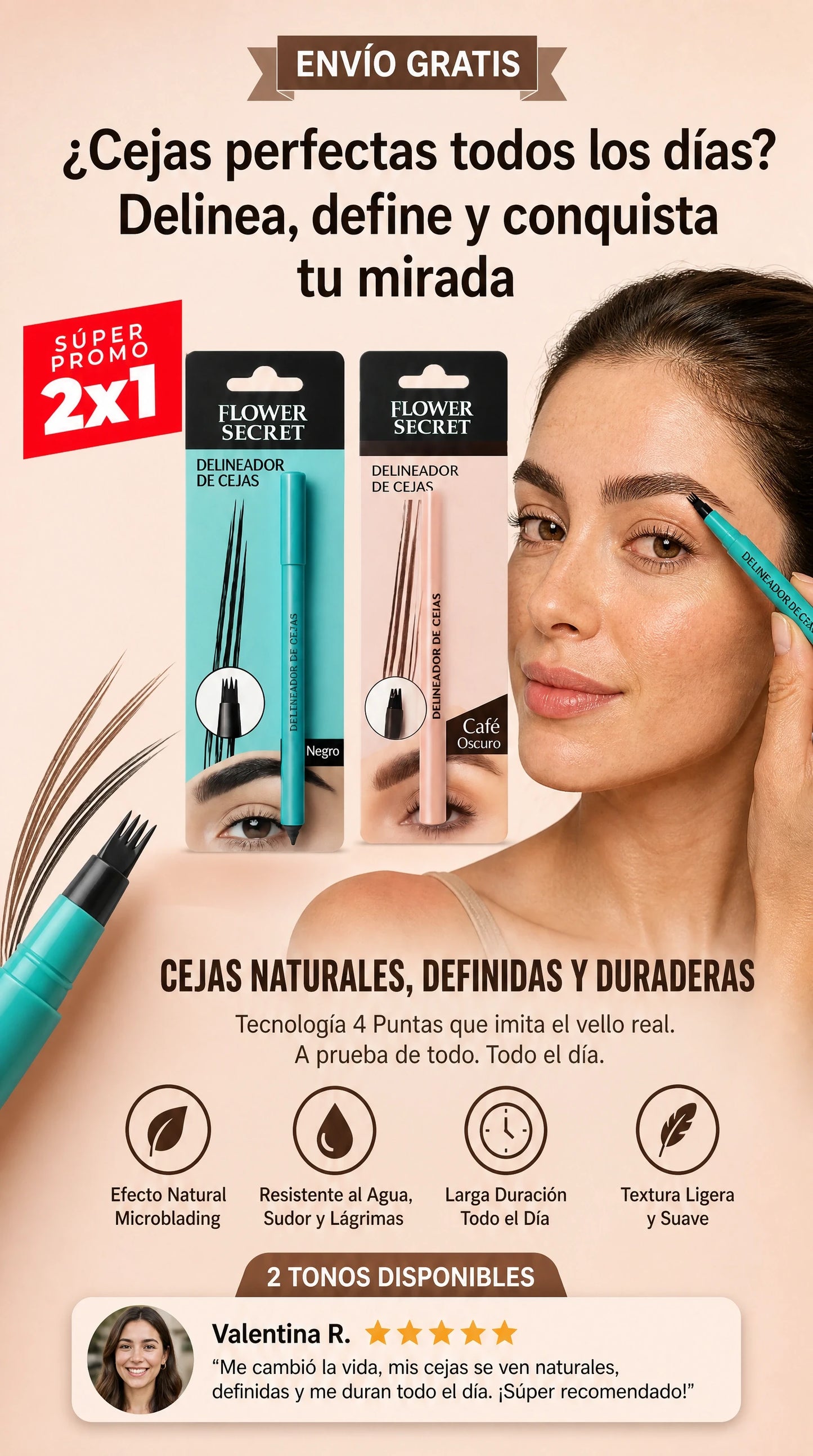 Promo 2x1 Delineador De Cejas 4 Puntos